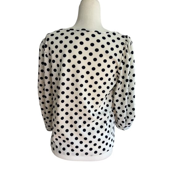 Green Envelope Polka Dot Women's Pullover Puffed Sleeve Blouse Medium - Picture 5 of 6